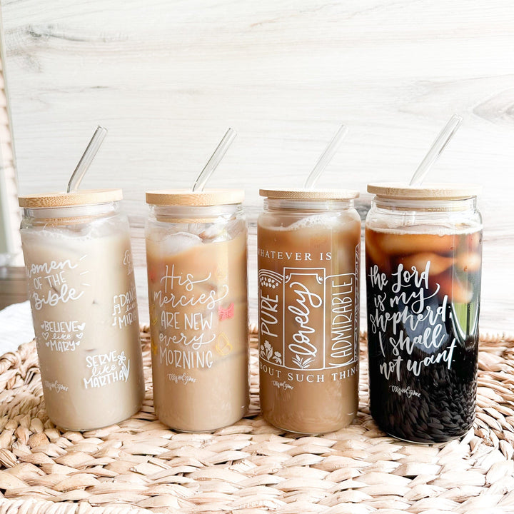 ellyandgrace Tumbler 20oz Set of 4 Glass Tumbler Bundle