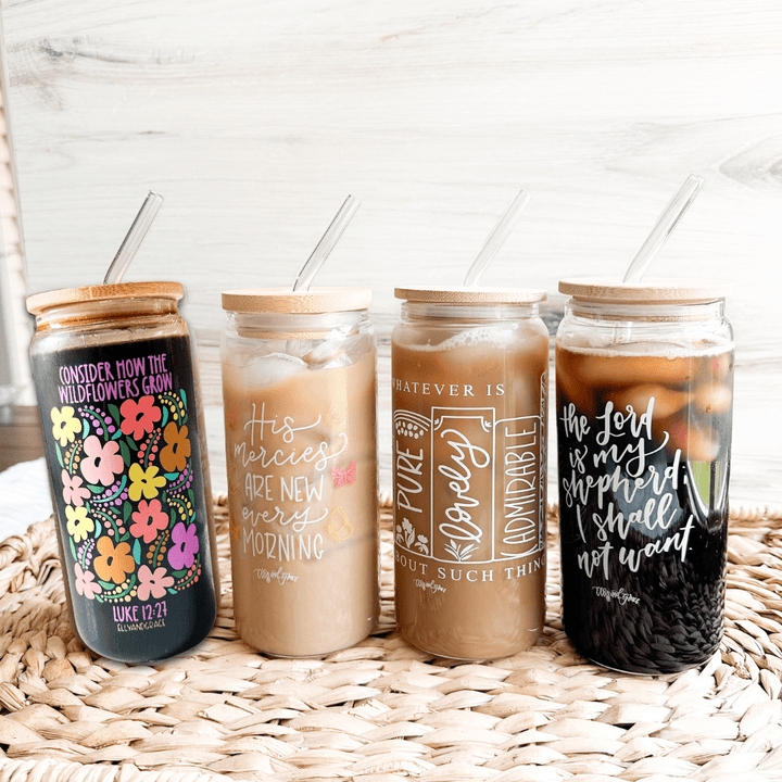 ellyandgrace Tumbler Set of 4 Glass Tumbler Bundle