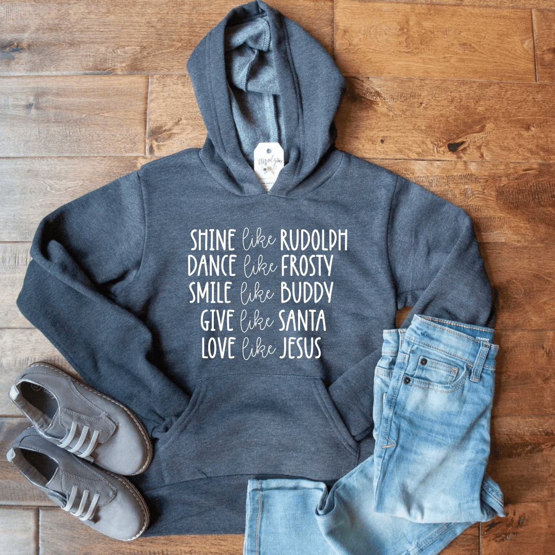 ellyandgrace YTH3719 Shine Like Rudolph Premium Kids Hoodie