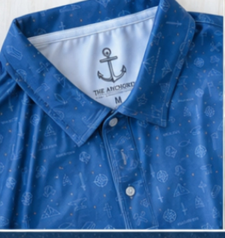 Collar and placket detail on the men's performance polo