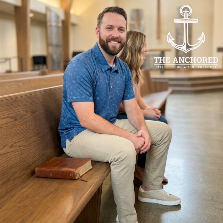 Christian men's polo shirt worn to Sunday church service